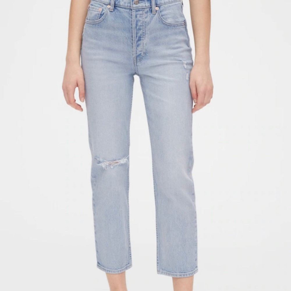 Gap High Rise Distressed Cheeky Straight Jeans